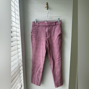 GAP PINK PLAID SLIM ANKLE PANTS SIZE 2 NWOT